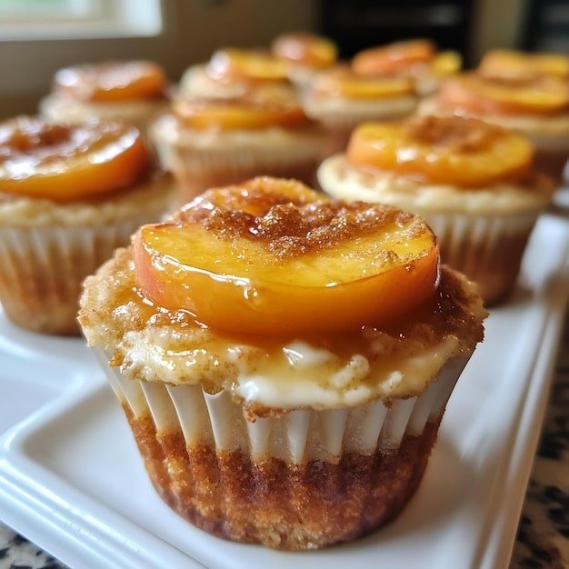 Honey Peach Cream Cheese Cupcakes Recipe (Moist, Fruity & Filled with Creamy Goodness) - cupcakes